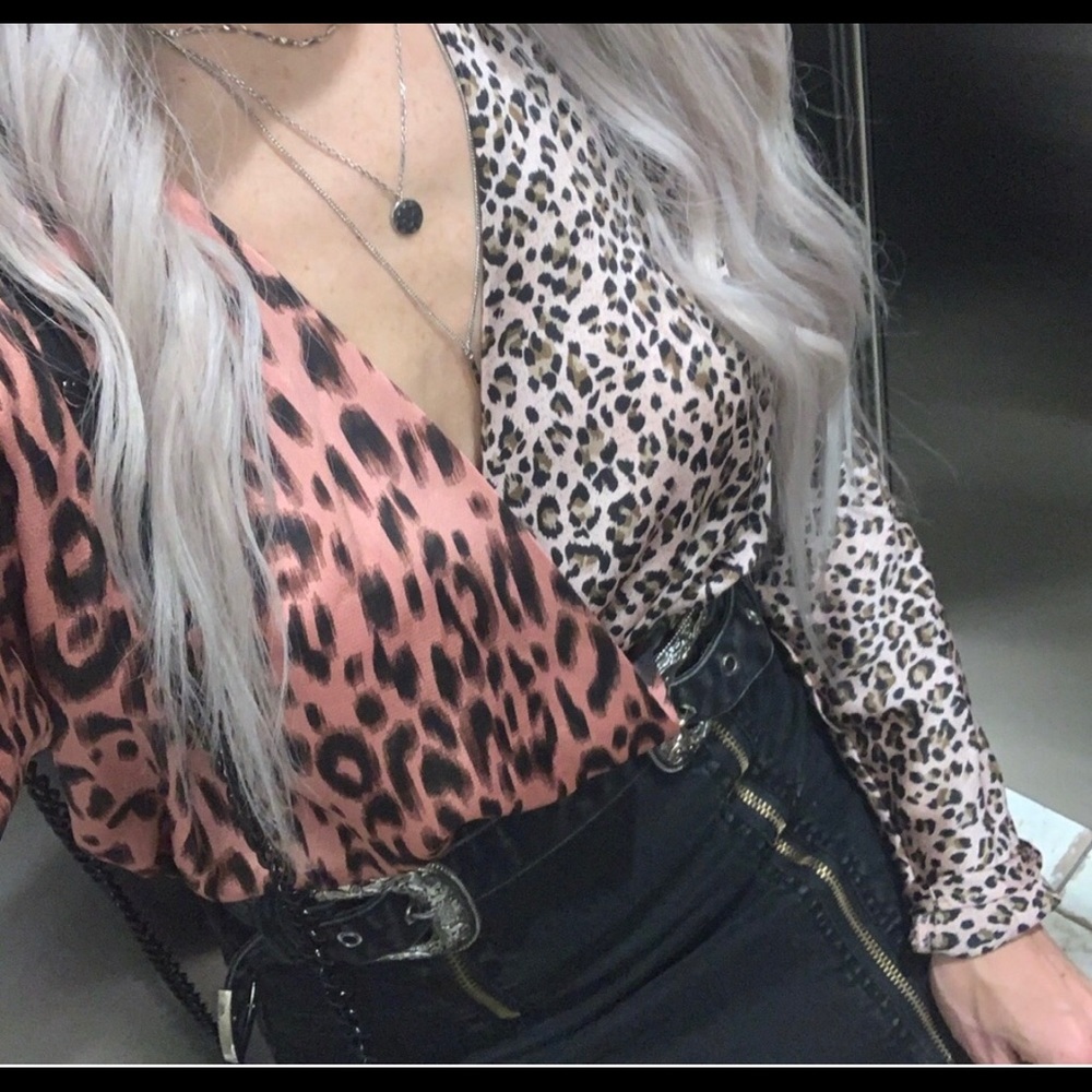 Amazing lace two toned cheetah bodysuit